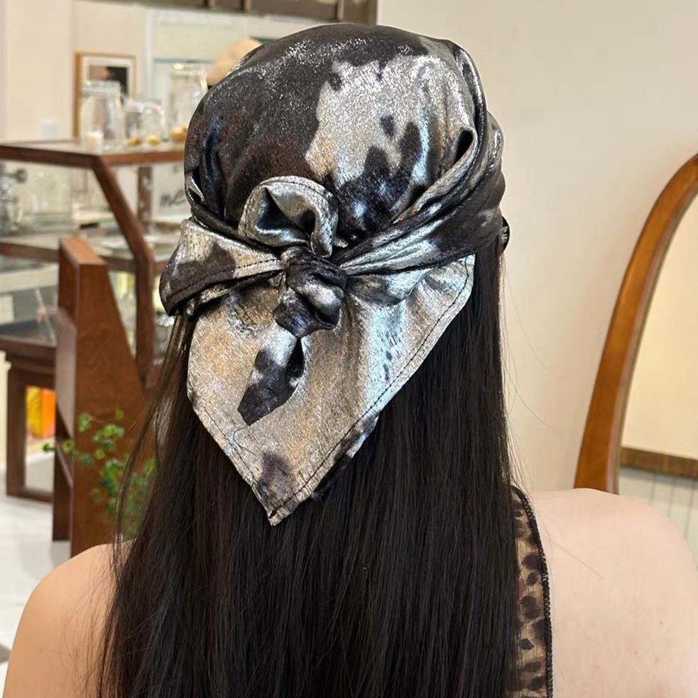 HOT Luxury Bandana Soft Neckerchief Hijab Hair Scarves Bandana Neck Kerchief Y2K Hair Shawl Wrap Hair Bands Ribbon Headband