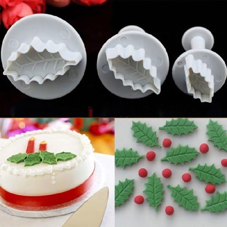 3 PCS DIY Fondant Stamps Multi-Shape Baking Accessories for Fondant Cake Cookie