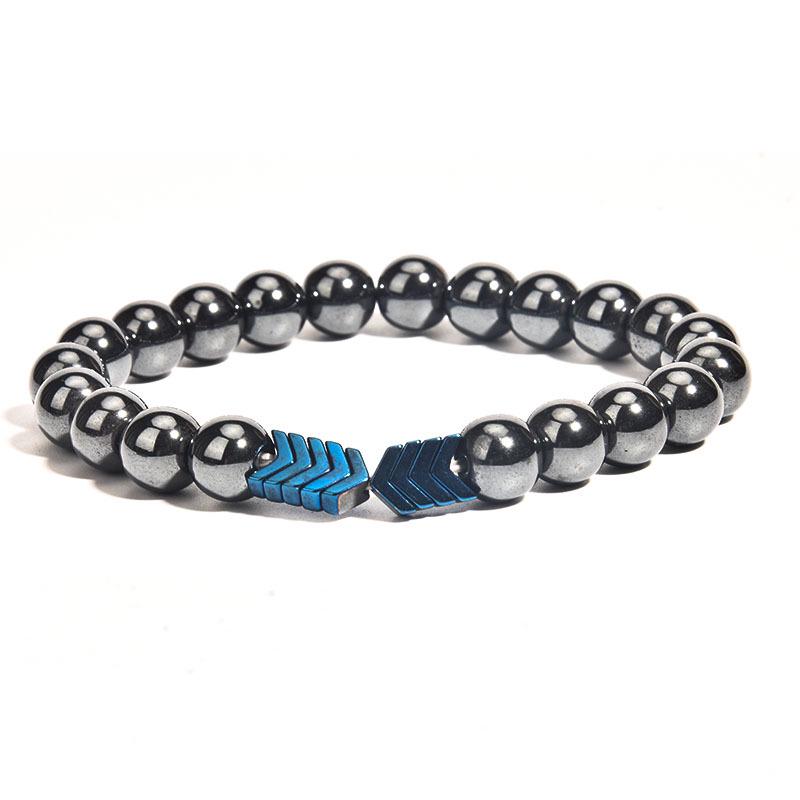 

Мужской красочный браслет из магнитного гематита и меди с бусинами в виде буквы V Magnetic