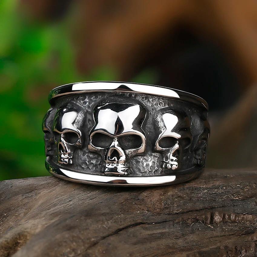 Free Shipping Style Stainless Steel Gothic Accessories Lost Skull Ring Anel Masculino Punk Jewelry Boyfriend Gift