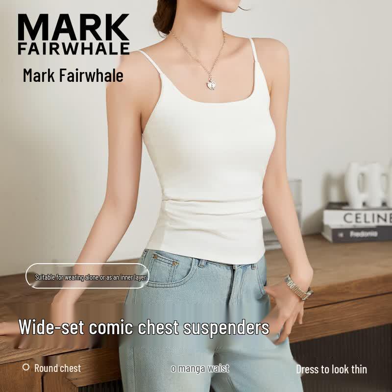 MARK FAIRWHALE Women s Ruched Cami Tank Top with Built-in Bra M