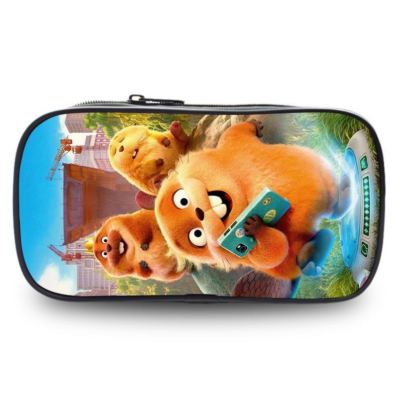 Kids Pencil Case Elementary School Students - Cartoon Printed Oxford Fabric Stationery Bag Durable Cute Design