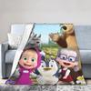 M-Masha and The Bears Blanket  Super Soft Fashion Plush Throw Blanket For Child Outdoor Flannel Bedspread Bed Cover