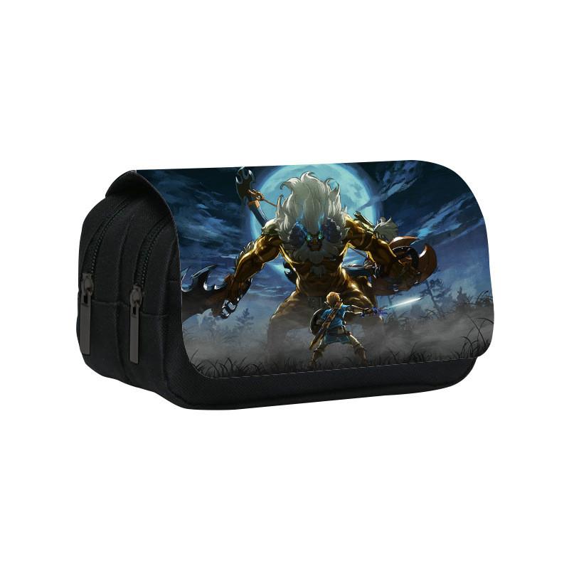 Zelda Themed Pattern Double Layer Flip Cover Stationery Storage Pencil Bag For Students And Office Use