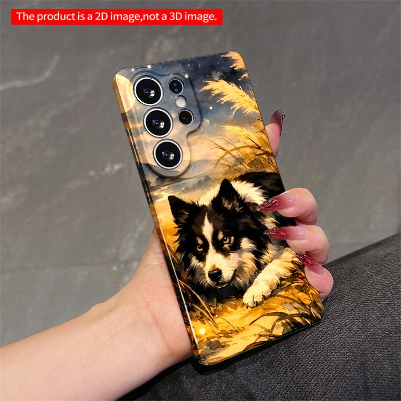 2DFlat Samsung phone case Moonlit Border Collie in Golden Grasses Applicable to Galaxy S23 S24 S25ULTRA S26 A12 A14 A15 A16 A54 A55