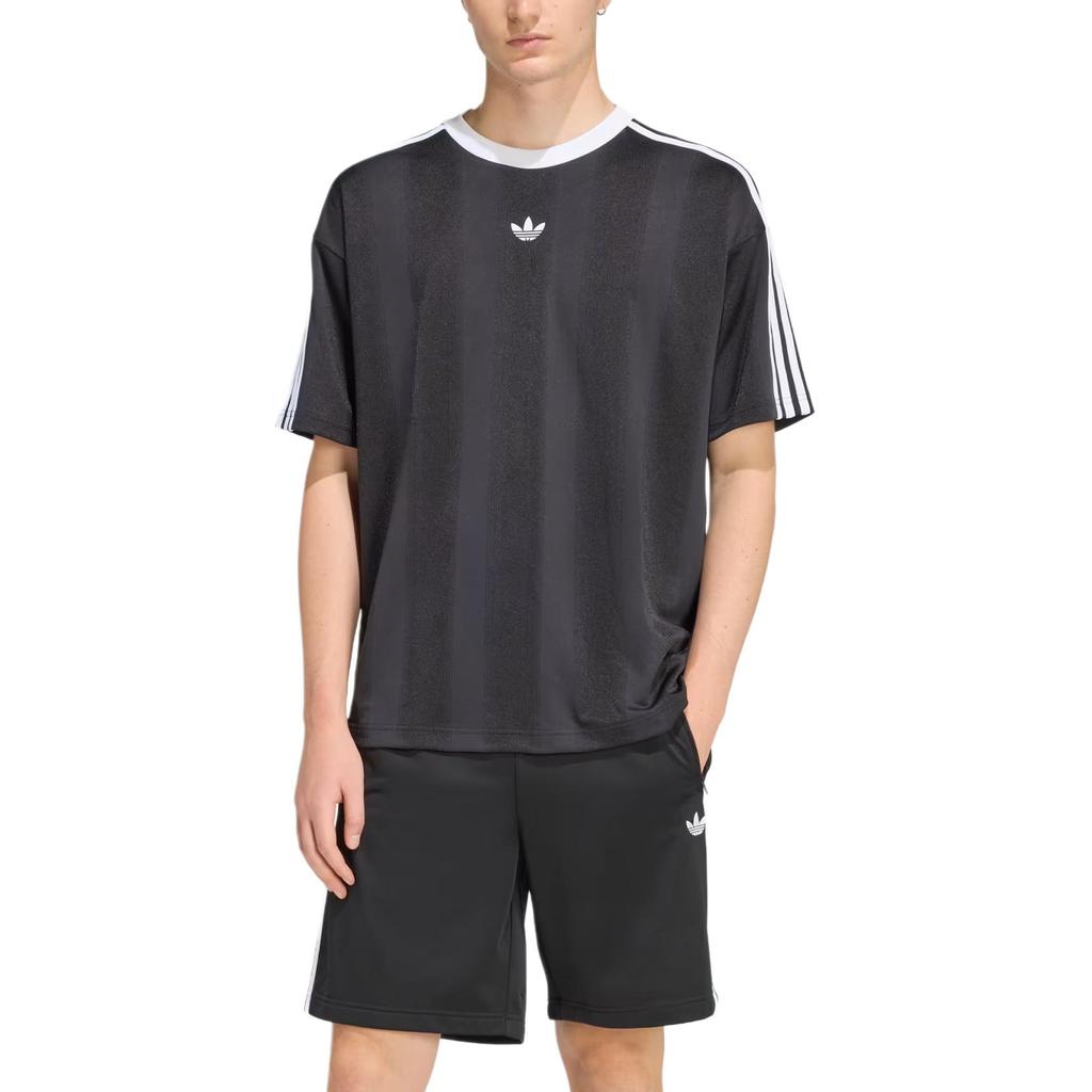 Adidas Originals Adicolor FW25 Jacquard Jersey Loose Fit Striped Crew Neck Short Sleeve T-Shirt Men Tops KD5830