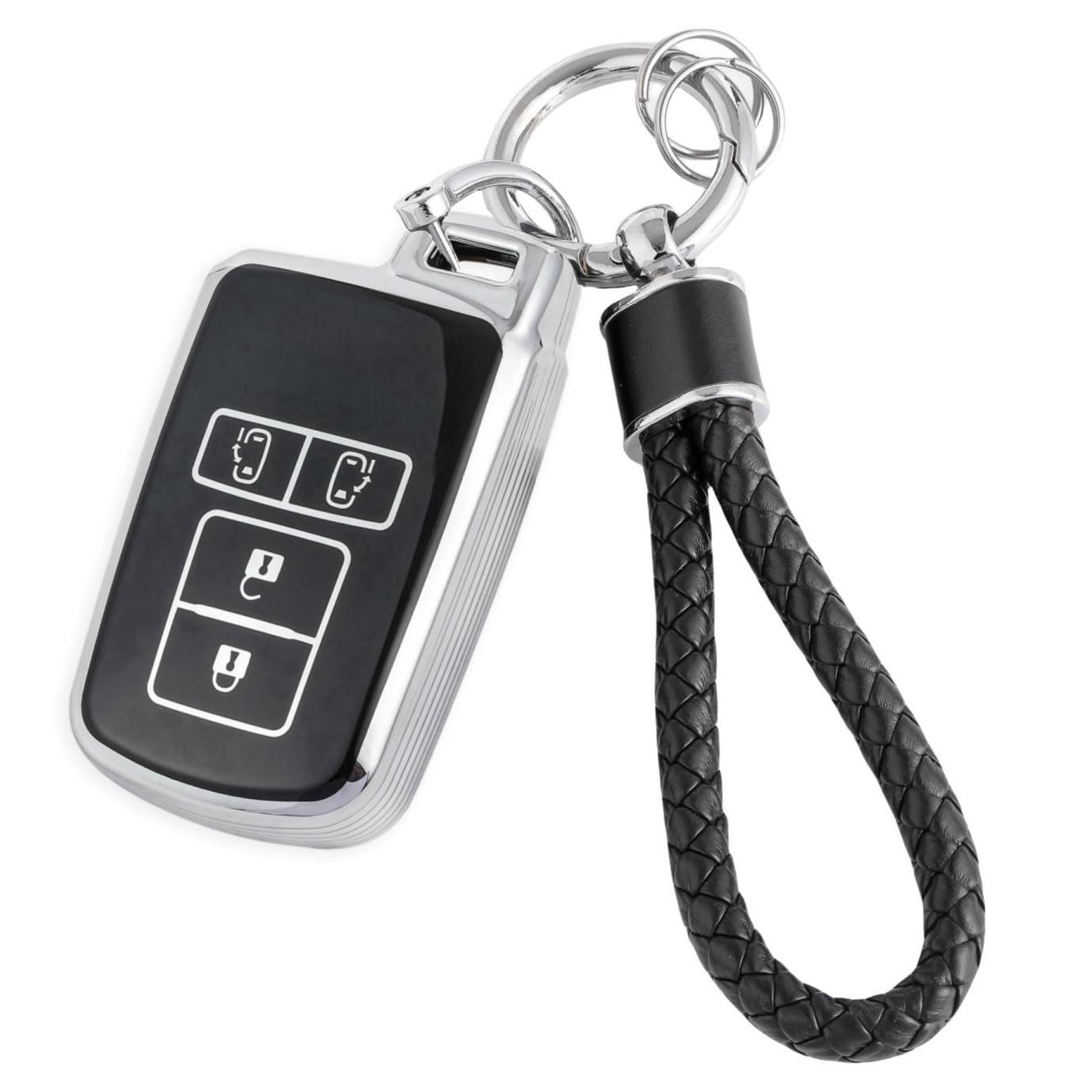 

Кейс для ключей HOYZE, Чехол для ключей, Милый, Автомобильный, Чехол для смарт-ключа, Плетеная кожа, Брелок, key case чёрный