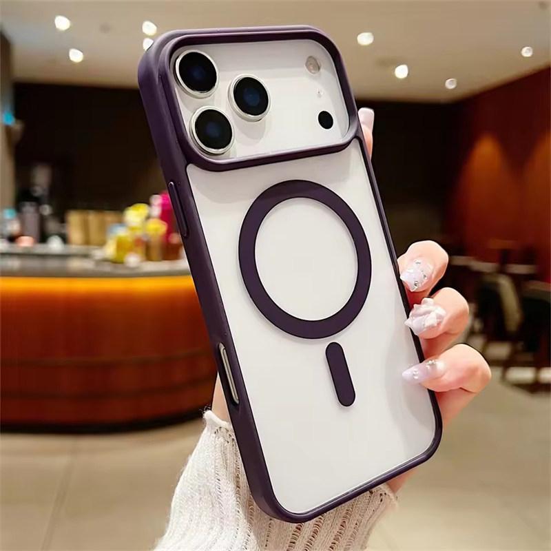 

Luxury Magnetic Shockproof Phone Case for iPhone 17 Air Pro Max for Magsafe Wireless Charge Cases Cover iPhone 17 фіолетовий