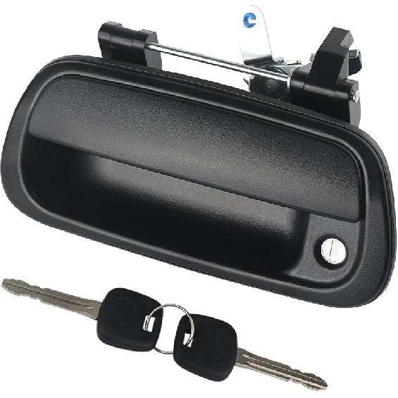 Tailgate Handle Liftgate Latch Handle With Key Lock Cylinder Smooth Black Compatible With 2000-2006 Toyota Tundra Replaces 69090-0C010 69090-0C030-C0