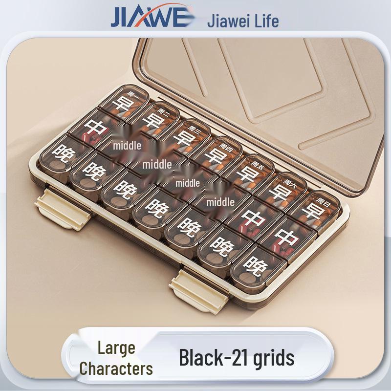 

Senior-Friendly Large Print Pill Organizer with Cutter, Portable 7-Day Travel Medicine Dispenser