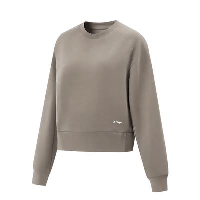 Li Ning Sports Sweatshirt Loose Long Sleeve Youth Crew Neck Pullover Women Tops AWDV508-4