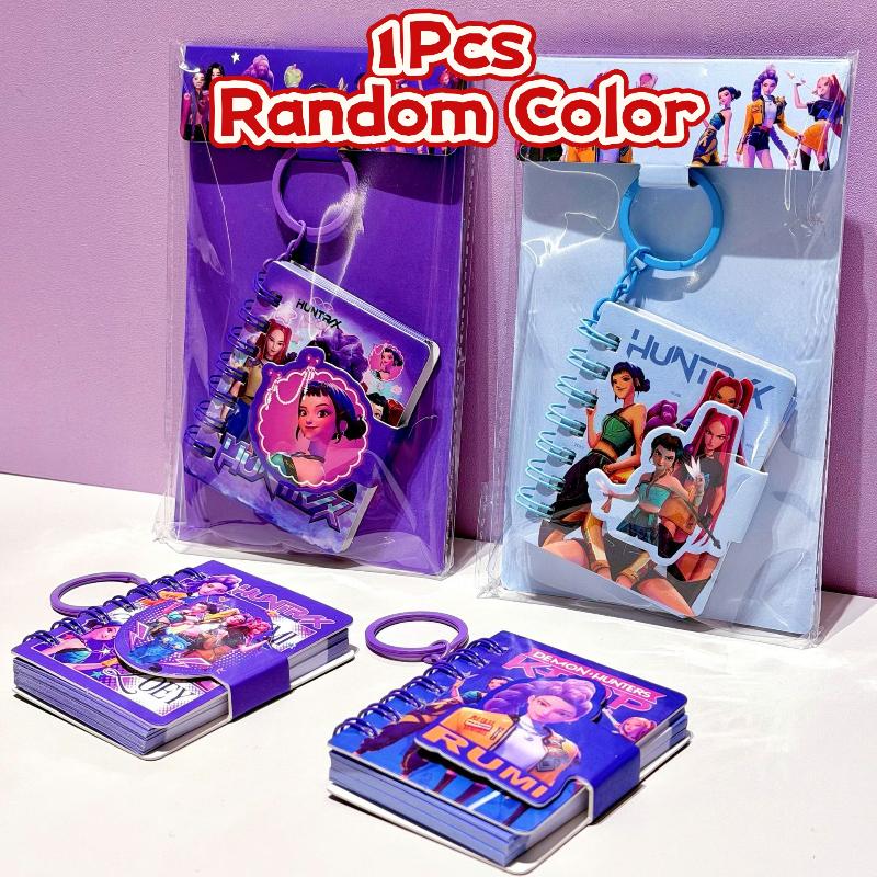 1Pcs Random Kpop Demon Hunters Keychain Notebooks Rumi Mira Zoey Anime Patterns Coil Notepad Stationery School Supplies Gifts