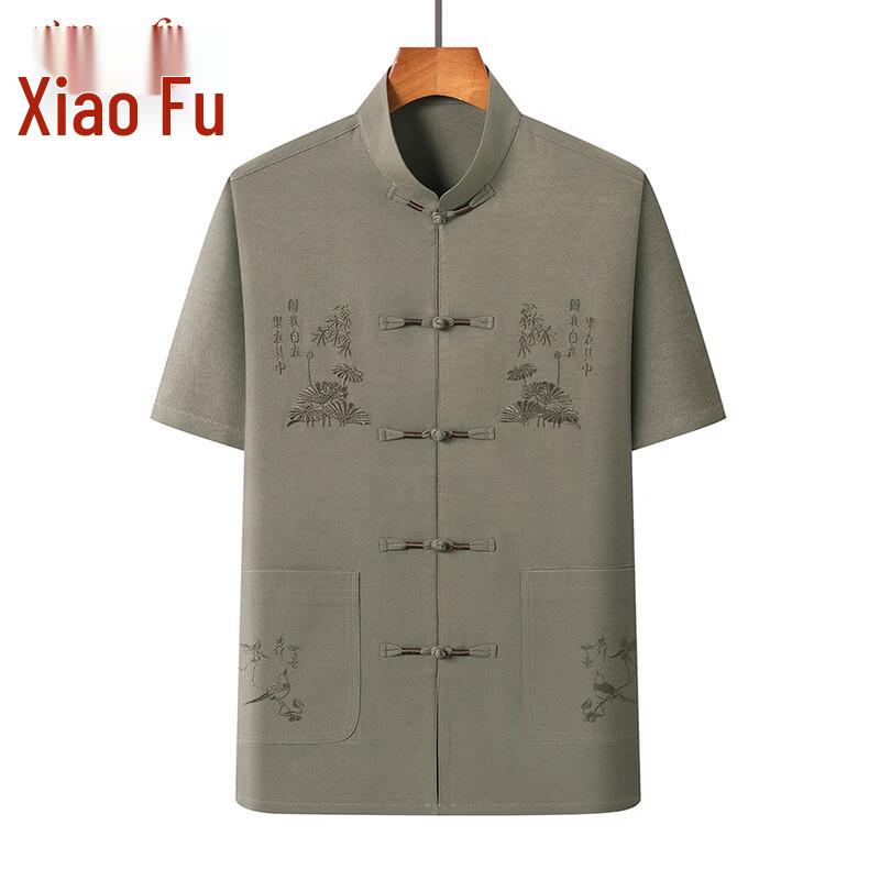 Мужской короткий вышитый костюм в стиле Тан от Xiaofu M/39