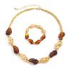 Salircon 7 Colors Boho Resin Acrylic Bead Choker Necklace Bracelet Set Women Vintage Elegant Banquet Party Bangles Jewelry Gifts