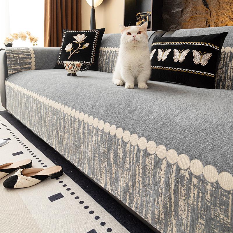 Premium Sense Medieval Sofa Cushion  New Four-Season Universal Light Luxury Seat Cushion Fixed Non-Slip Cover Cover Cloth