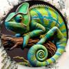 Metal Sign Art 2D Round Chameleon Personalized Wall Decor Gift Office Home Halloween Room Decor Kitchen Bathroom Bedroom Living