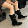 Autumn Suede Fashion Boots Women's 2025 New Versatile Retro Slim But Knee High Knight Boots Boots Boots