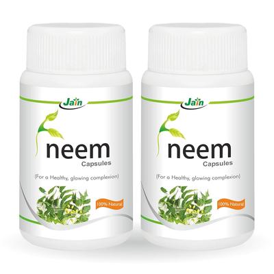 JAIN Neem Capsules 60 X Pack 2 Count Natural Herbal Supplement for Skin and Wellness Care