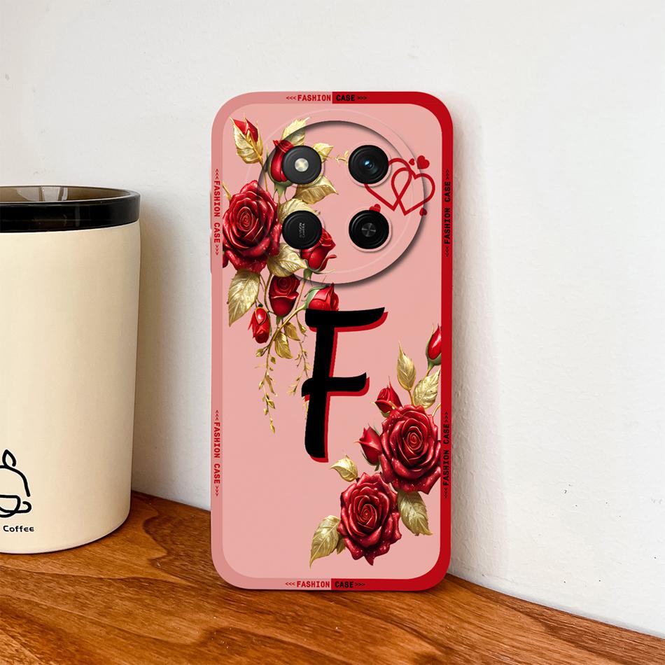 For Honor Magic 7 Lite Case For Magic 8 Lite Rose Letters Soft Phone Back Cover For Magic7 Magic8 Lite Liquid Silicone Fundas