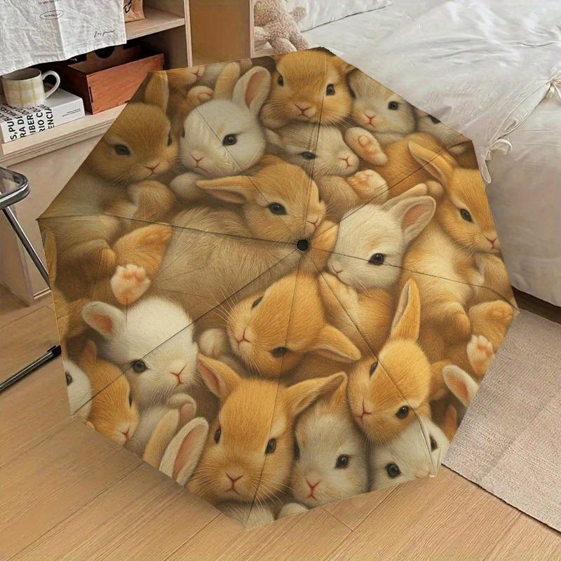1pc Bunnies, Adorable Themed High-quality Umbrella,Automatic Opening and Closing Umbrella,Multi-functional Umbrella G0811387