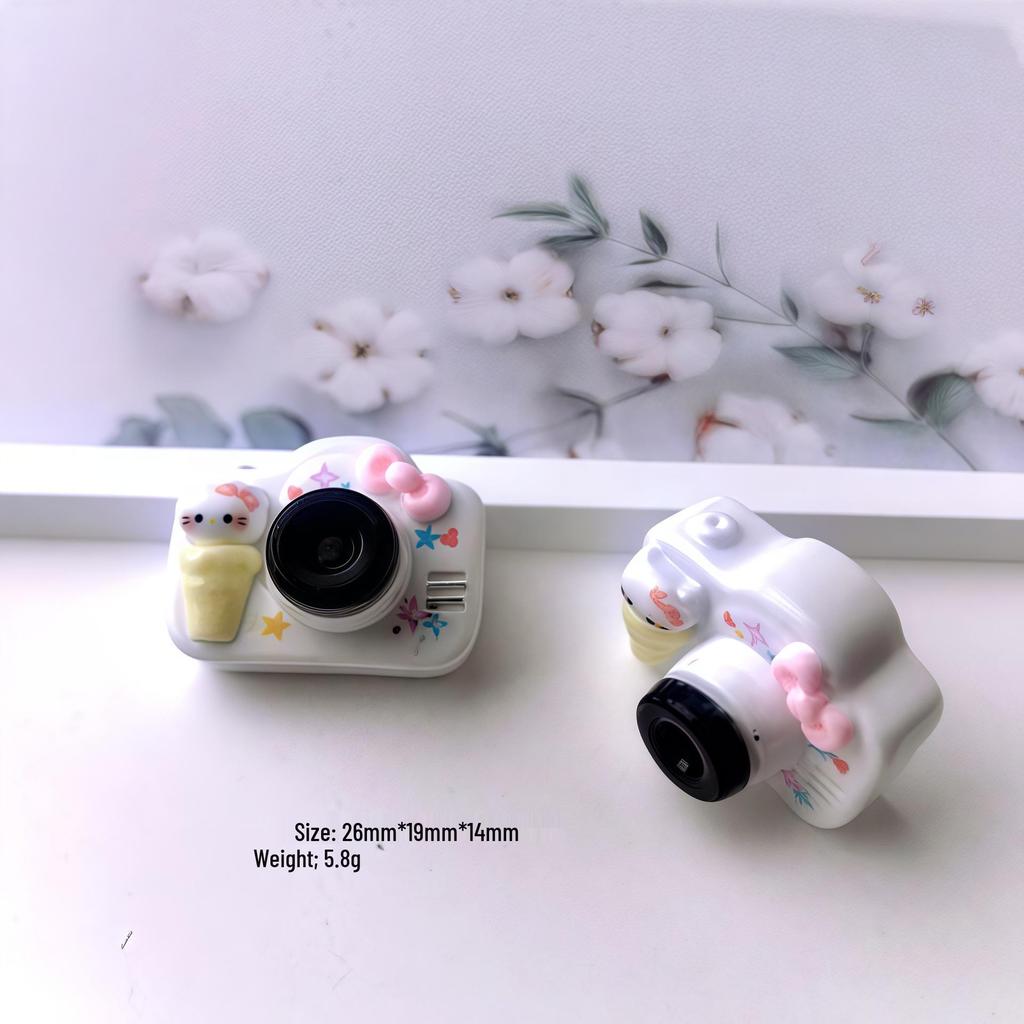 3D Cartoon DIY Resin Accessories: Cat Camera, Cream Glue Hair Clips, Shoe Buckles, Keychains, Pendants