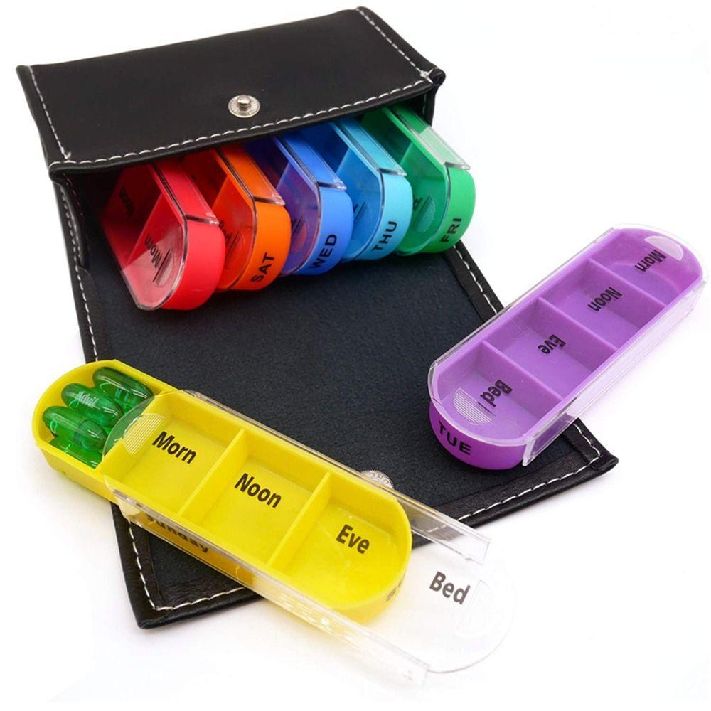 PU Carrying Case Weekly Pill Organizer Box Week Mark Reusable 28-Grid Vitamin Storage Drug Container Medication Reminder