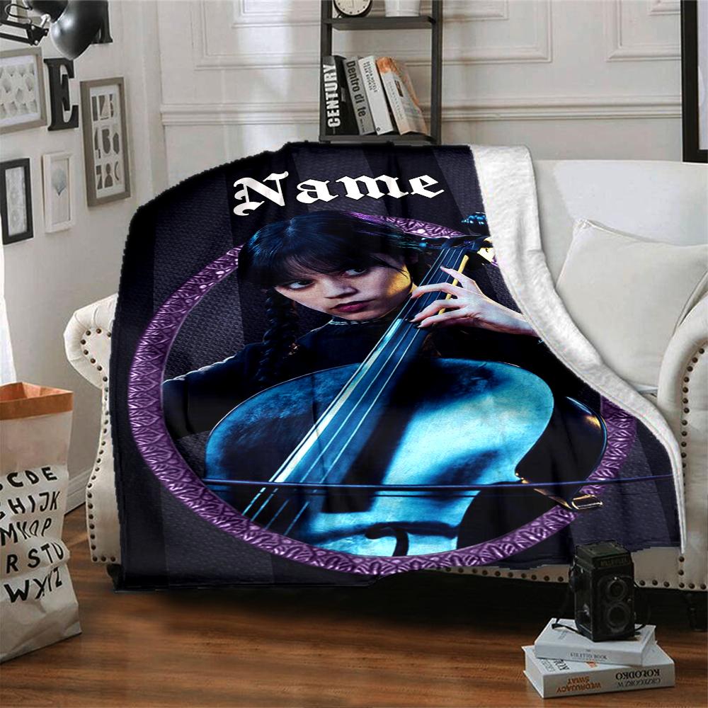 Custom Name Musician Purple Frame Party Blanket For Couch Bed Plush Cozy Fuzzy Blanket Super Soft Warm Blankets For Fall And Winter 0916164