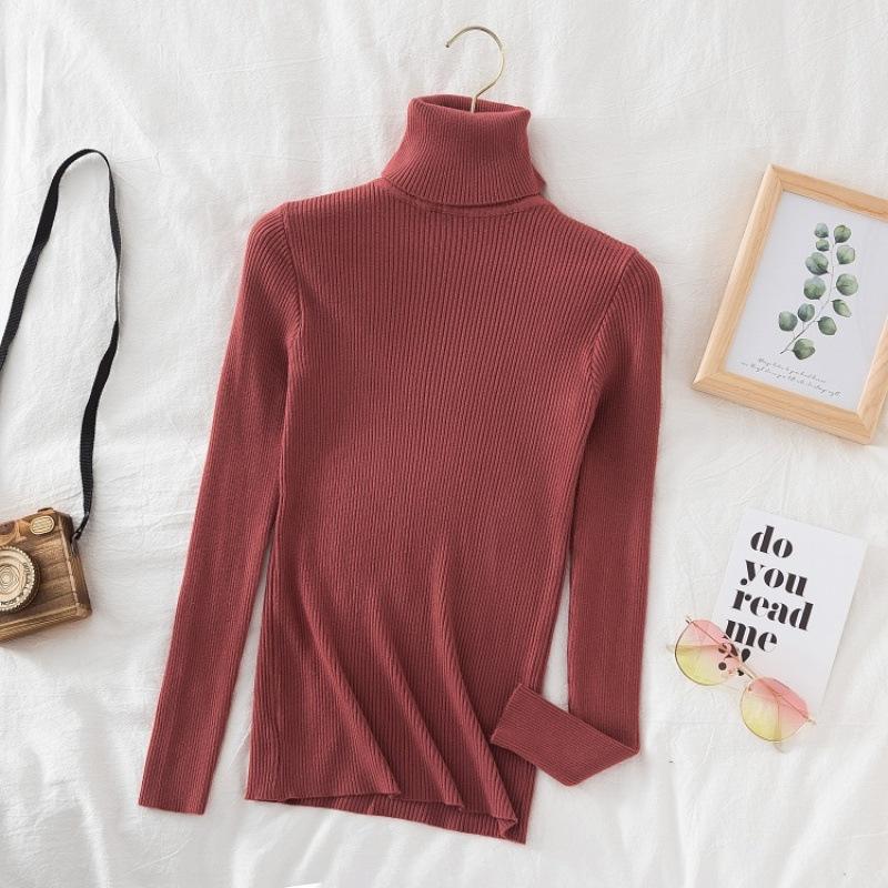 Women Fall Turtleneck Sweater Knitted Soft Pullovers  Basic Soft Sweaters