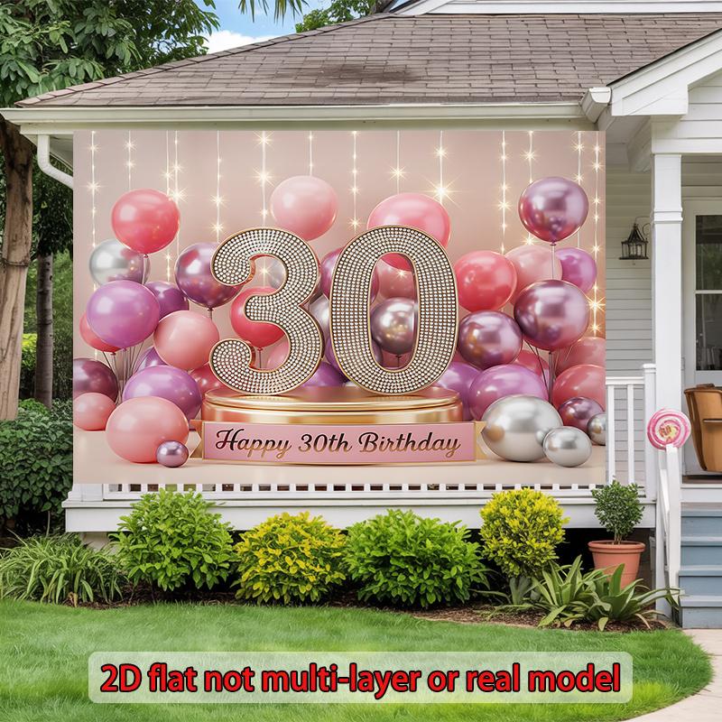 2D Plane 30th Birthday Number 30 Balloon Background Cloth Party Decoration Room Decoration Polyester Fiber