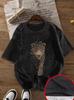 T-shirt Femme Chic Imprimé Léopard Coupe Ample Col Rond Manches Courtes Haut Tendance Décontracté Doux Respirant Écologique Tenue Quotidienne