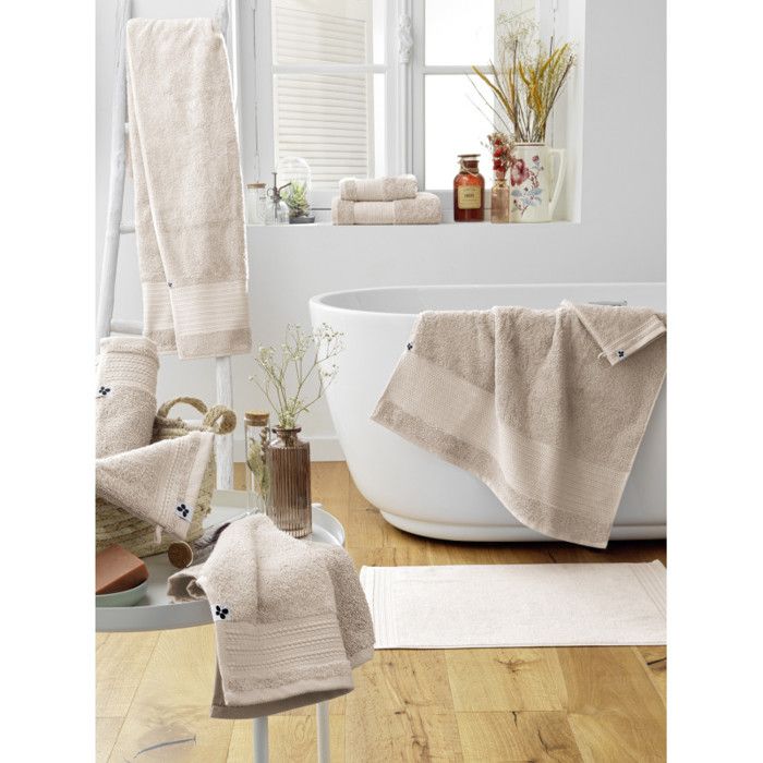 Drap de douche "Garance" 70 x 130 cm / 100% Coton Bio / 600 gr/m² l'Effet Papillon - Garance Pampa - Drap de douche 70 x 130 cm