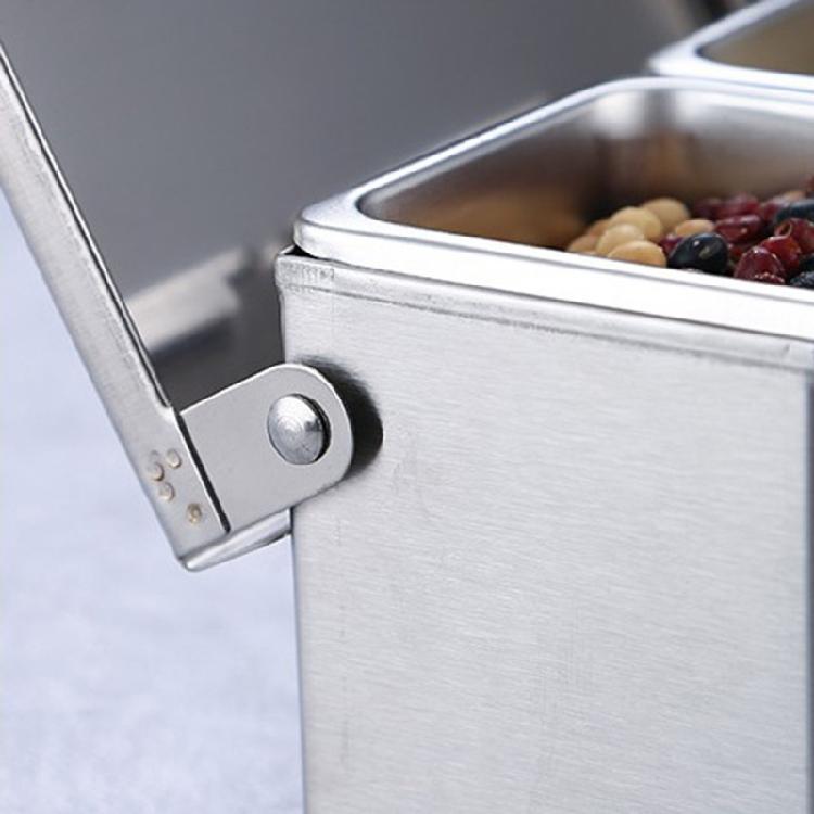 Household Grid Spice Container Set Seasoning Box Stainless Steel Seasoning Box Seasoning Storage Jar with Cover