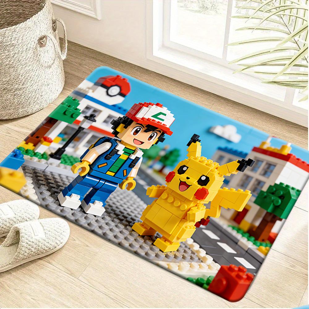 Pokemon Bulbasaur Surfing Great Wave Print Doormat Anti-slip Absorbent Floor Mat for Home Entrance Bedroom Living Room Decor