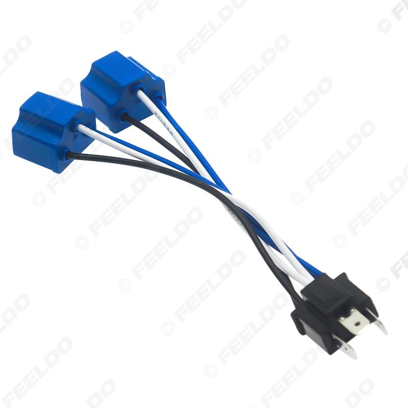 

FEELDO 1PC Car Headlight Cable H4 Male To Female 1 To 2 Ceramic Connector Plug Lamp Bulb Socket Auto Wiring Adapter Holder #5690