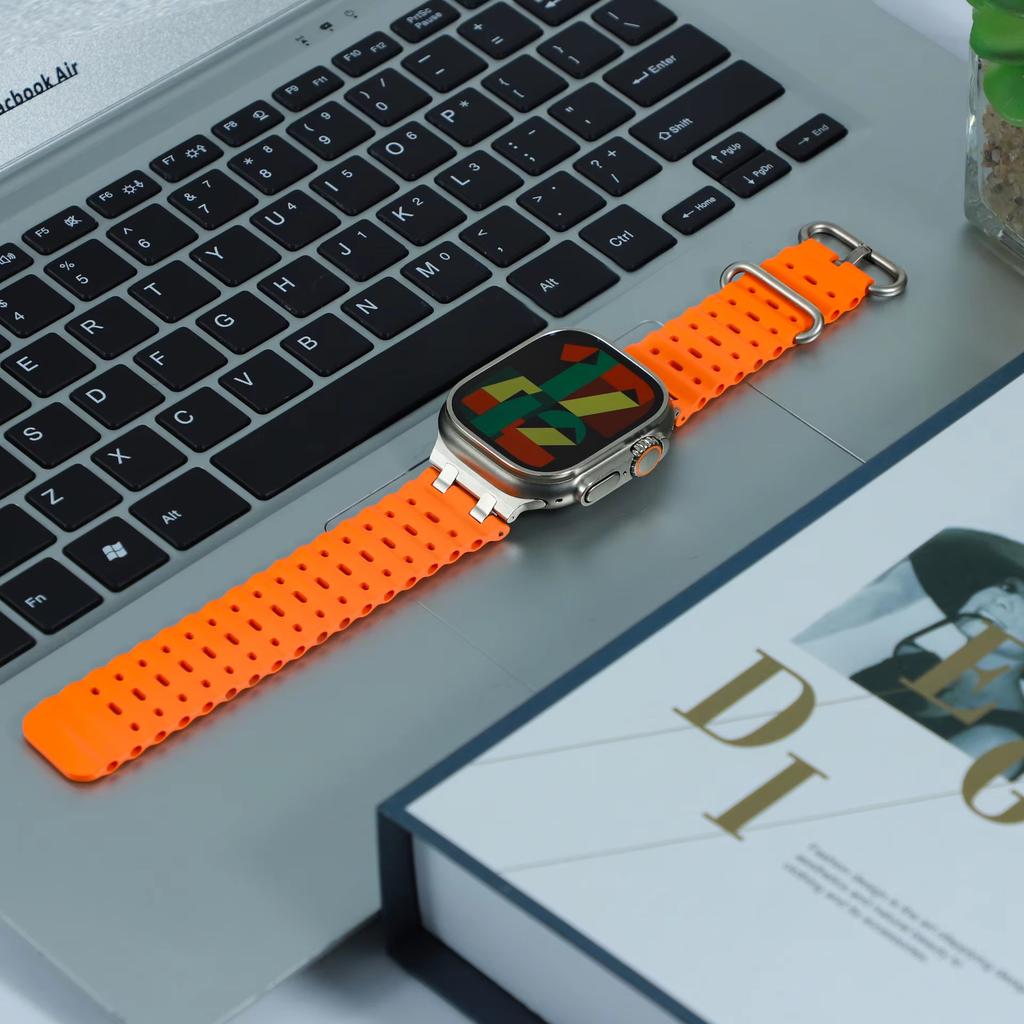 Ocean Silicone Sports Band for Apple Watch Ultra2 49mm Series 10 46mm Soft Loop Strap for Series 9 8 7 6 5 4 SE 45mm 44mm Correa