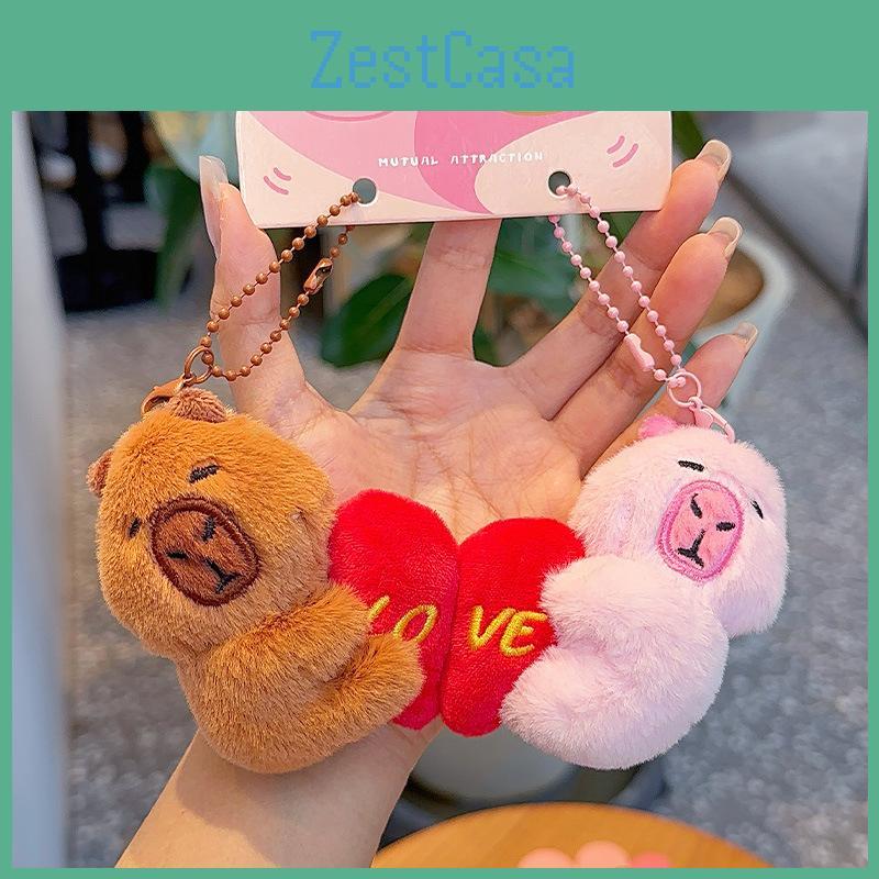 No Ip Plush Heartshaped Capybara Keychain With Magnetic Closure For Gifts