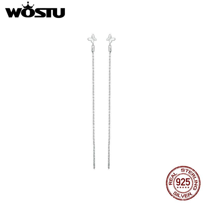 

Серьги-гвоздики WOSTU из стерлингового серебра 925 пробы с бабочками, длинные серьги-капли с кисточками для женщин, помолвка, подарок, ювелирные изделия