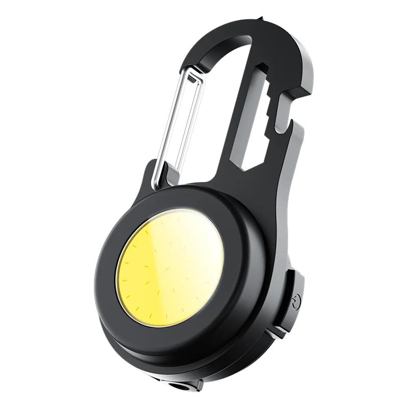 COB Keychain Work Light with Battery Display 8 Mode USB Rechargeable High Lumens Portable LED Light for Camping Hiking Running