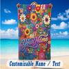 Floral Garden Theme Beach Towel Personalized Custom Name & Text Soft Quick Dry Beach Towel for Swimming Travel