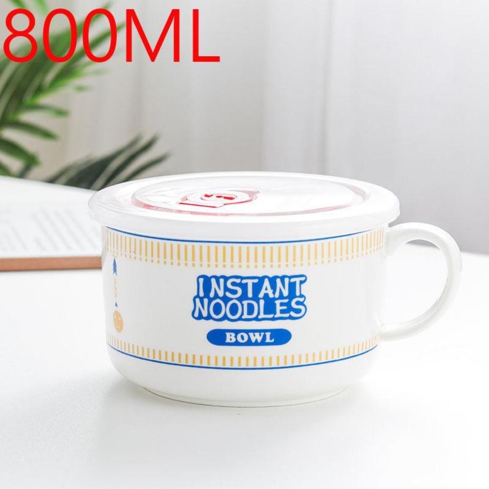 Creativity Lid Ceramics Instant Noodle Porridge Bowl Young Girl Dorm Room Student Office Super Large Japanese Cup Lunch Bowl Mug