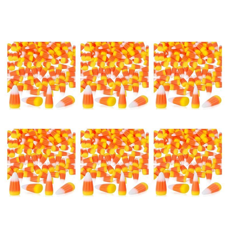 ABKS-300Pcs Halloween Resin Candy Corn Artificial 3D Candy Corn Bead Fall Faux Fake Corn Scrapbooking Embellishments