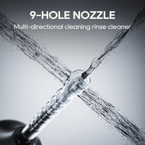 GNEGKLEAN Black Silicone Enema Bulb Kit 7.6oz Clean Anal Douche for Men Women with 19.7in Hose+4 Replaceable Nozzle (Black)