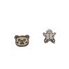Christmas Gingerbread Man & Bear Stud Earrings - S925 Silver Needle Retro Distressed Style for Women
