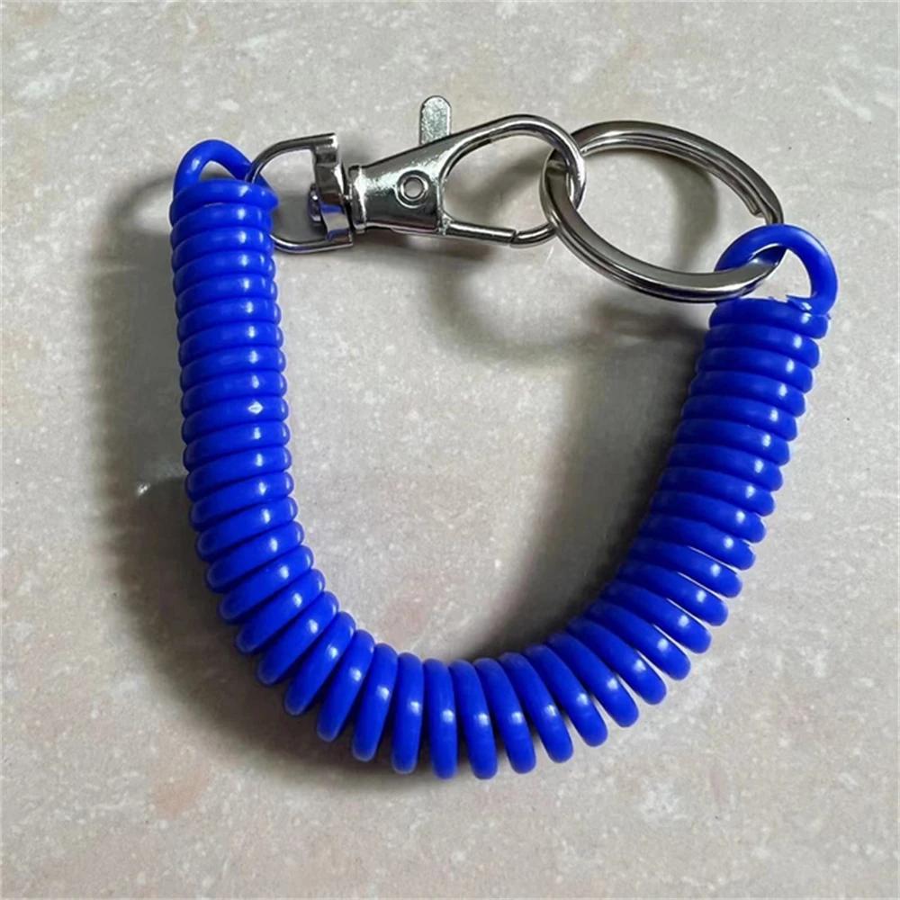 Colourful Retractable Spring Coil Keychain Anti-Lost Stretch Cord Safety Keyring With Metal Lobster Clasp For Girls Phone Wallet