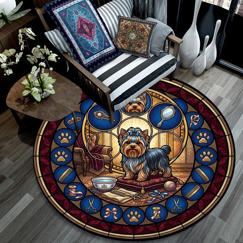 Boxer Dog Glass Round Area Rug Under Office Chairs Bedroom Living Room Home Decor
