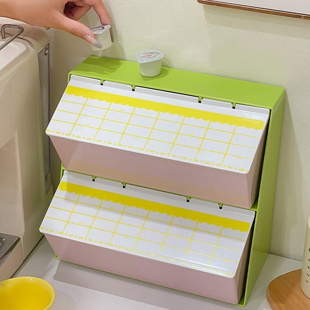 Large Capacity Tea Bag Storage Box Dustproof Desktop Storage Box  for Home