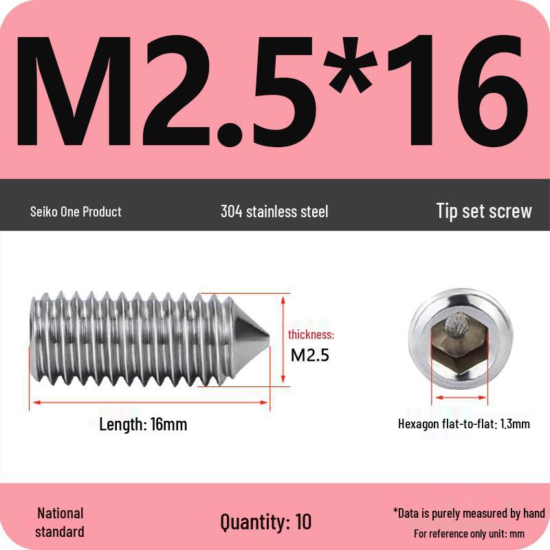 304 Stainless Steel Internal Hex Set Screw | Headless Grub Screw M2-M16