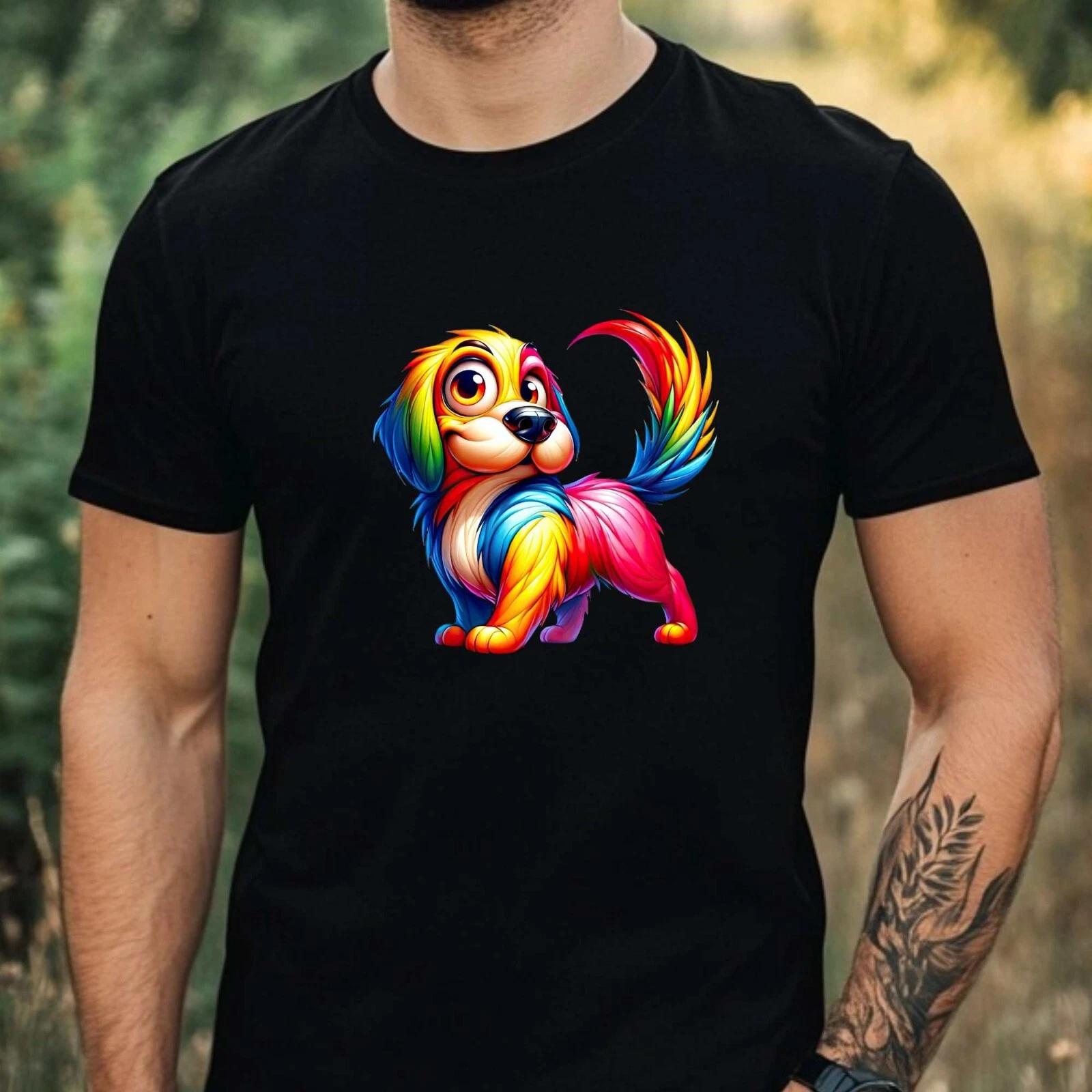 T-Shirt Herren Lustiger Bunter Hund Motiv Baumwolle Größe XS bis 5XL XXXL