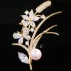 Crystal Flower Brooch Pin Rhinestone Wheat Ear Brooches Wedding Jewelry Gifts
