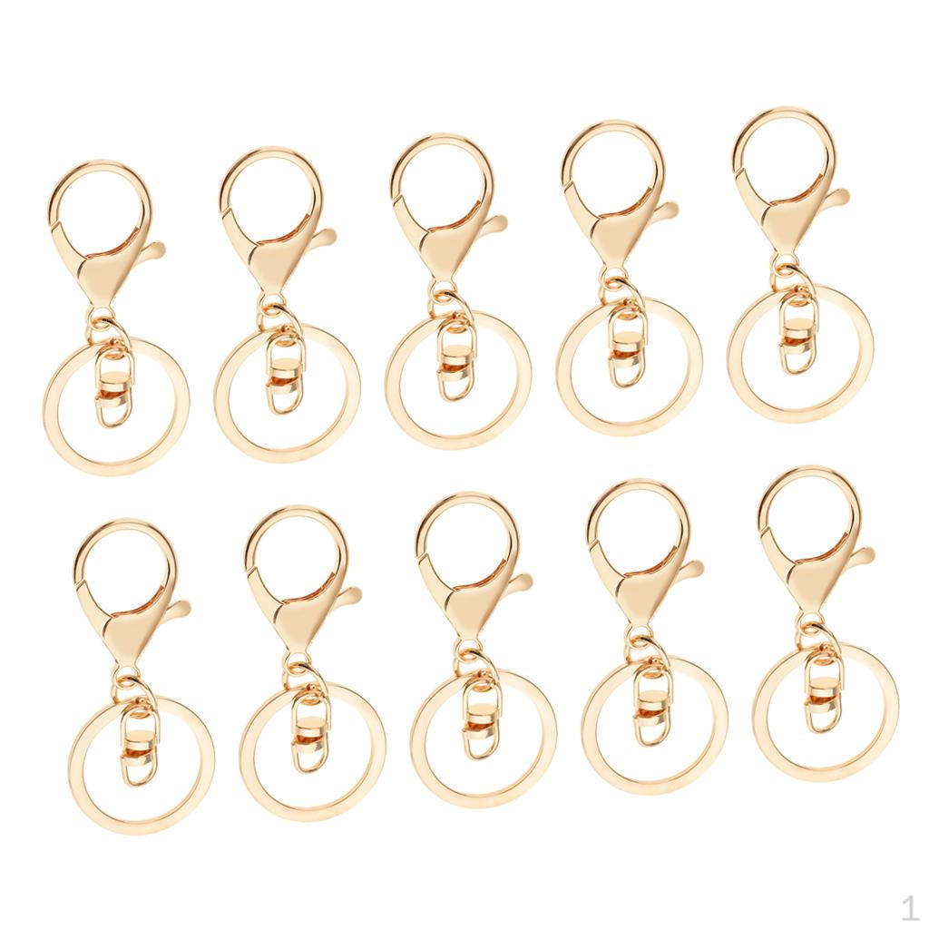 10 with Chain, Lobster Snap Swivel Clips Hook Clasps Keychain Key Make Your Own